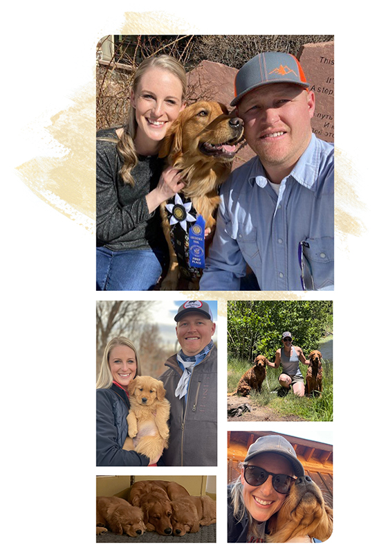 Erica and Cody Scheid, owners of Sunny Scheid Goldens